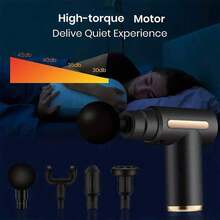 Powerful Fascial Massage Gun, Mute, Intelligent LCD Touch Screen, Relieve Muscle Fatigue, Full-Body Massage Relaxation, Professional Massage Strength, Multi-Color Optional, 1200mAh Battery, 6 Free Adjustable, 4 Professional Massage Head, Copper Motor Strength Is Greater, Longer Use, Longer Service Life, The Appearance Of The Paint Process, The Battery And The Motherboard Configuration Of The Double Protection Board Is Safer, Thick Copper USB Charging Cable; Main Board Frequency Conversion Speed Regulation, Intelligent Power Saving - Black - View 7