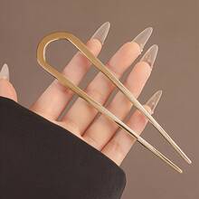 Elegant French U-Shaped Hair Clip - Suitable Thick And Normal Hair, Alloy Hair Clip, Fixed On Hair Bun, Classic Metal U-Shaped Design, Suitable Curly Hair Artistic Decoration, Women's Hair Accessory |   French Style Design |   Classic Metal Hair Clip, Women's Hair Accessories