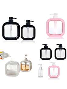 旅行友好型透明分配瓶非常适合洗手液、化妆品和洗发水分配塑料泵乳液瓶，沐浴露、洗发水、洗手液、皂液器分配器，浴室可再填充洗手液分配器和厨房水槽洗碗皂液器，带防水标签的液体皂液器，白色浴室返校 - 彩色 - 查看 12