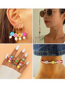 480pcs Clay Bead DIY Crafts Colorful Beading Necklace, Earring, Keychain Design Art Creative Gift Set, Ideal For Graduation, Birthday, Halloween Handmade DIY
