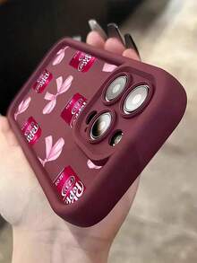 Bow-Knot1pc Wine Red Elegant Pull Tab Bow Phone Case Compatible With Apple  16, 15, 14, 13, 12, 11 Pro Max And Series