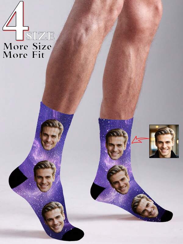 Custom Photo Sock 1 Pair Custom Face Socks Custom Printed Socks Personalized Funny Face Socks Custom Picture Socks Put Any Face On The Socks Unique Personalized Gift For Him Her Mom Dad Girlfriend Boyfriend Best Friend Valentine Anniversary Birthday Wedding Christmas Mother's Day Father's Day