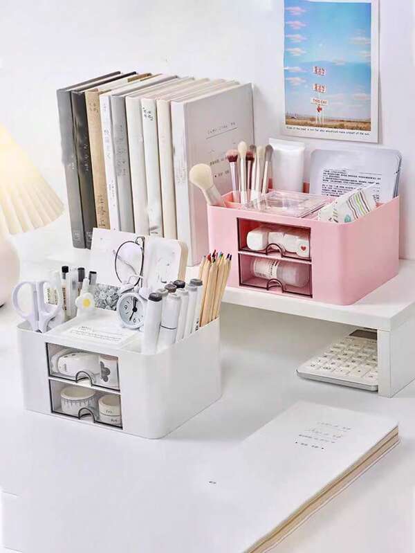 1 Stück multifunktionaler Kosmetik Organizer Box, Pinselhalter, Make-up Pinsel Becher, Kosmetik Aufstellregal, unterteilter Pinselcontainer, Schreibtischorganizer, geeignet für Schlafzimmer, Urlaubsstrand, Badezimmer, Vatertags Geschenk