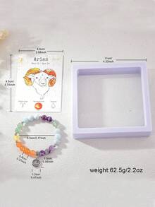 1 Peça Pulseira de Contas Feita à Mão de Pedra Natural de 8mm com Pingente de 12 Constelações, Adequada como Presente para Dia dos Namorados, Aniversário, Esposa, Namorada ou Amiga, Pulseira do Zodíaco