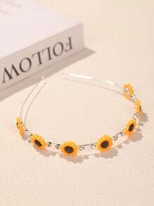 1 pièce Serre-tête floral minimaliste, accessoire de coiffure avec clip à fleurs décoré de strass, doux et girly
