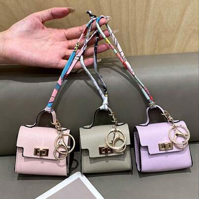 NYXIA Mini Square Leather Bag Charm Bag Pendant Light Luxury Cute Bag Pendant Fashion Decor Accessories Creative Keychain Women Gift Lipstick Bag Earphone Charter Bag Wallet Mini Purse Coin Wallet For Women Wallet Mini Wallet Purse Wallet