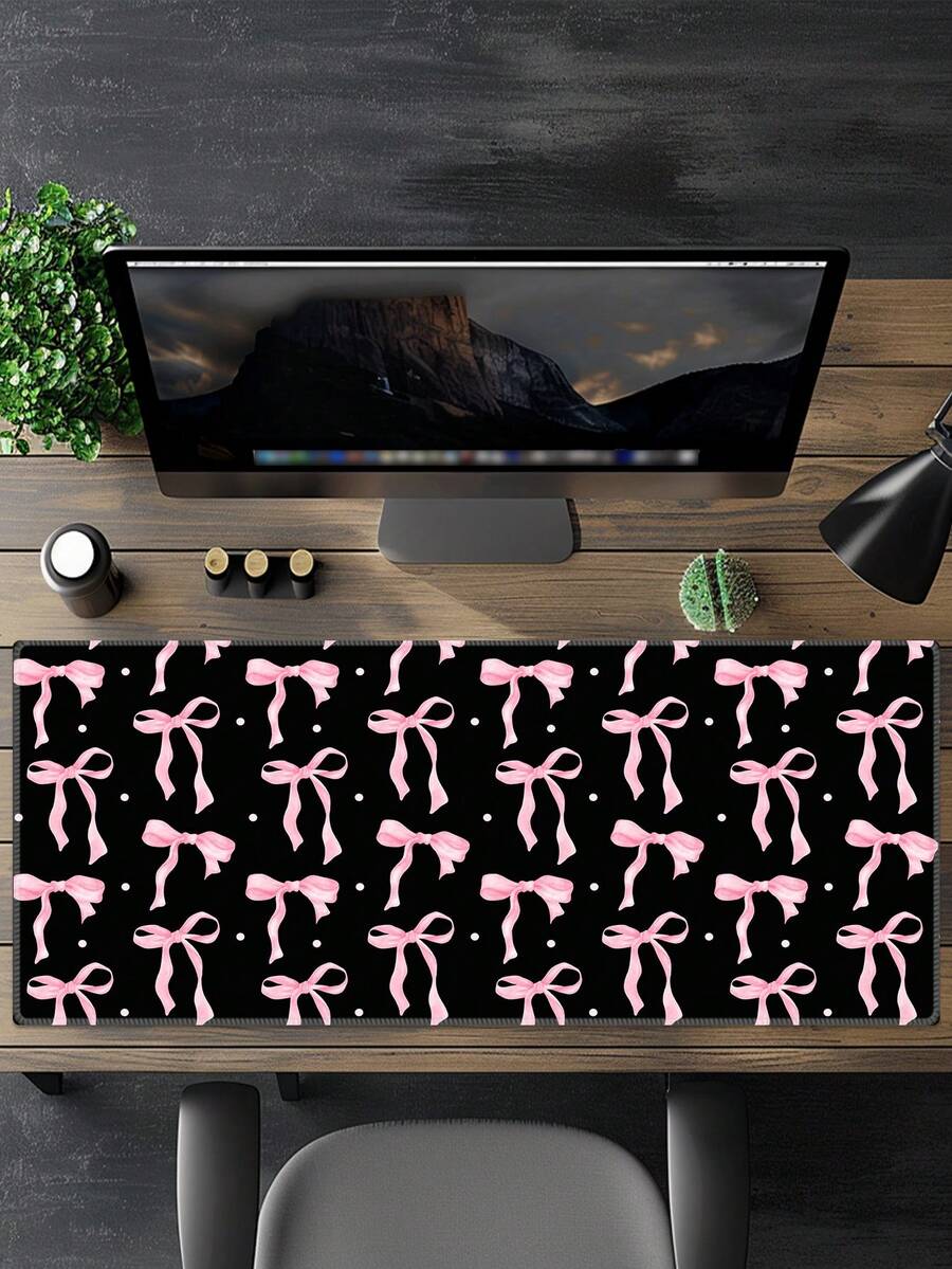 Queen Black Bow Mouse Pad Kawaii Mouse Pad Academic Fashion Computer Desk Pad Is Suitable For Laptop Non-Slip Rubber Base Pad Office Accessories Decorative Edge Lock Edge Desk Pad - Multicolor - View 1
