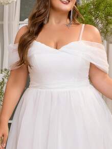 Plus Tulle Off The Shoulder Maxi Dress For Wedding Guest Evening Party Formal Event Bridal Shower Reception Dress Party Gowns Prom Dinner - White - View 8