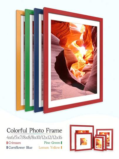 XXBANZHUAN Dopamine Style Colorful Photo Frames For Home Decor – 6 Sizes (4x6/5x7/8x8/8x10/12x12/12x16 Inches) & 4 Vivid Colors (Red/Pine Green/Cornflower Blue/Lemon Yellow). Perfect For Gallery Walls, Kids Rooms, And Home Decor Gifts.