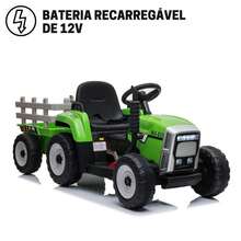 Mini Electric Tractor With Trailer 12V Green For Children With Light And Sound - Importway - màu xanh lá - Xem 4