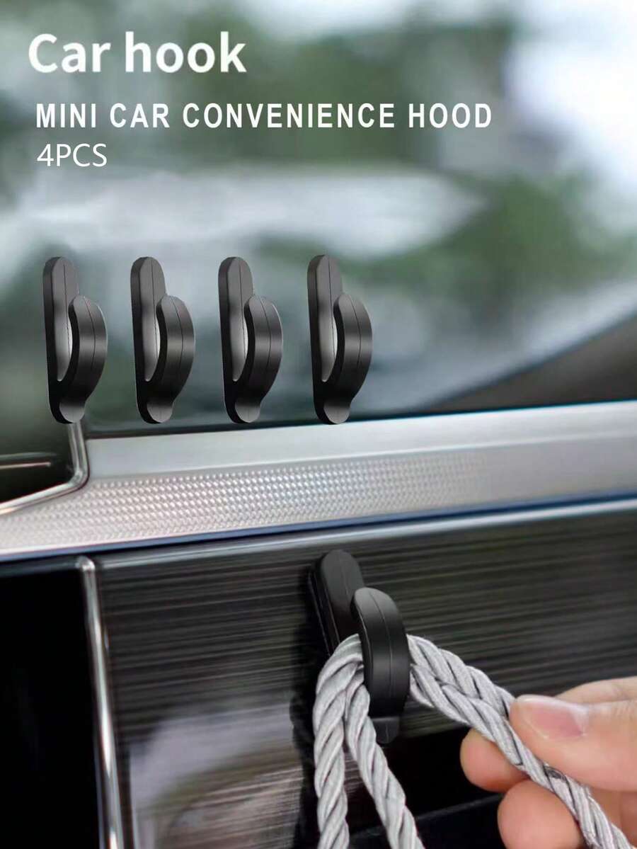 4pcs Convenient Black Auto Car Truck Self Adhesive Hook Hanger Bag Purse Organizer Holder - View 1