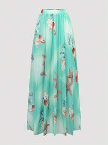 Women Mesh Printed A-Line Skirt, Simple & Fashionable Casual Everyday Wear Spring - Multicolor - View 6