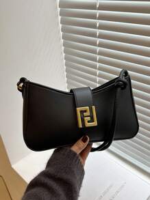 Bolso de hombro en forma de media luna elegante para mujeres, moda casual elegante, bolso de sobaco de unicolor