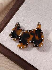 Pince à cheveux pour femmes en forme de chien mignon, avec décoration en strass acrylique de style, motif animal, convient pour une tenue quotidienne