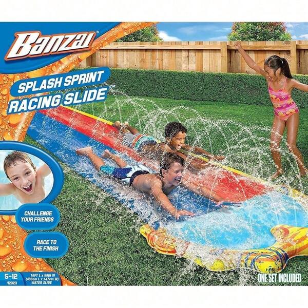 Banzai Splash Sprint Racing Slide, 488 cm L x 147 cm