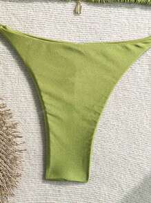 Set da 2 pezzi Bikini taglia comoda, colore tinta unita, design sexy con decorazione conchiglia in metallo
