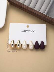 3 Pairs Classic Minimalist Waterdrop Design Earrings Set, Suitable For Women Daily Wear