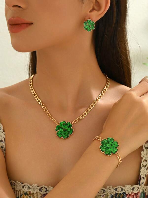 4 Peças/Conjunto Designs de Trevo da Sorte Multicoloridos, Minimalista e Versátil na Moda
