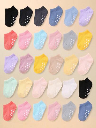 10 双随机颜色的婴儿防滑船袜、室内幼儿步行袜、适合 0 - 3 岁男孩和女孩的防滑婴儿袜以及新生儿地板袜。