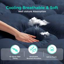 JustLet Mattress Topper - Ultra Plush, Pain-Relieving Pad With Cooling Technology, 8-21 Inch Deep Pocket Design, Luxurious Overfilled Down-Alternative Fill - Navy Blue - View 3