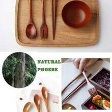 Reusable Wooden Utensils For Eating 8 Pcs Travel Wooden Spoons Forks Chopsticks Cutlery Set With Case Lunch Utensils Silverware Set For Lunch Portable Wood Flatware Set For Eating