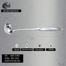 FG-Soup Spoons Ladle,O Ladle Sou,Heat-Of Design Of Ow Handle,Stainless Steel Kitchen Utensil(4ouce/13.5 Inch)Dinnerware Gold Spoon