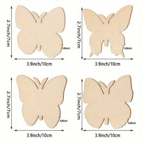 10 pièces/set Papillon en bois en forme de DIY pour peinture et graffitis, convient pour la décoration de la maison, l'artisanat créatif en bois, pour l'anniversaire, le jardin, la cour et la décoration de fête
