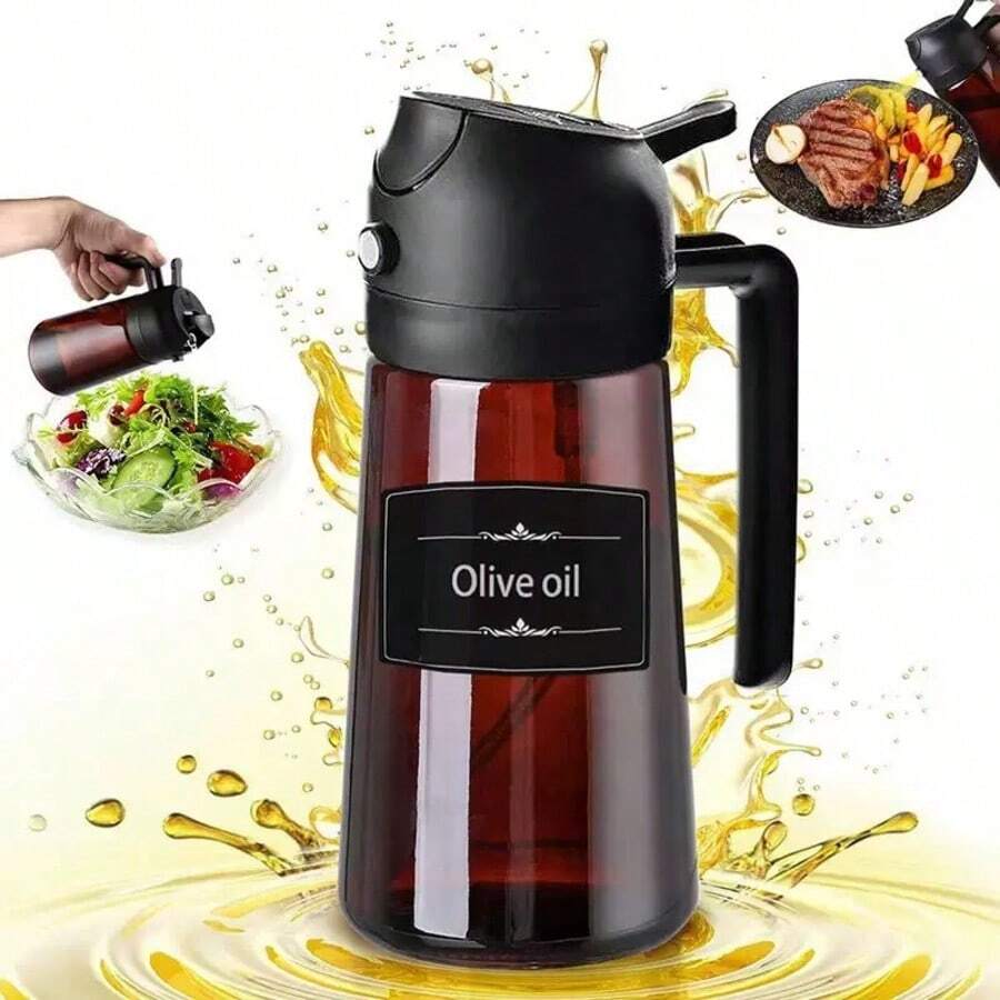 High Grade Olive Oil Dispenser Bottle,Light-Blocking Glass Blocks UV Rays & Preserves Flavor, Dual-Use Spray & Oil Pot, Free Light-Proof Label, Splash Proof, Suitable For Kitchen & Outdoor Cooking, Various Colors - Trà đen - Xem 1