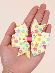 8pcs Flower Pattern Hair Bows For Girls Colorful Flower Printed Grosgrian Ribbon Bow Alligator Clips Pink Yellow Flower Bow Hair Clips Cute Vacation Bow Sets Barrettes Teens Hair Accessories