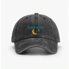 Vintage Washed Cap With "SLEEP MODE" And Moon Design | Chill Streetwear Hat For Lazy Days & Sunny Afternoons
