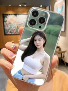 1 pieza Funda suave transparente personalizable de cobertura completa anticaídas de alta definición, adecuada para personalizar fotos de pareja, familia, mascotas, viaje como regalo de cumpleaños, vacaciones