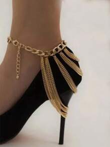 1pc Fashion High Heel Decoration Accessory, Multilayer Tassel Anklet For Women, DIY Decor Shoe Chain, Removable Anklet Accessory