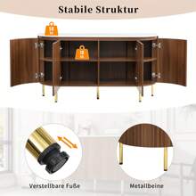 Sairedel Credenza moderna ad arco con ripiani regolabili e gambe in metallo, ideale per soggiorno e sala da pranzo (noce)