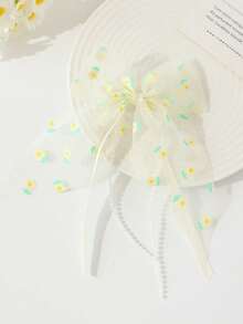 8pcs/Set Girls' Sweet Cute Versatile Fresh Hair Clips/Pins, Contrasting Color Net Ribbon Bow Floral Print Claws