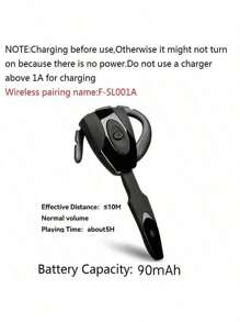 1PC Single Wireless Headphones Business Earphones - Compatible Headset Microphone Rechargeable Standby Car Driving Sport Handsfree