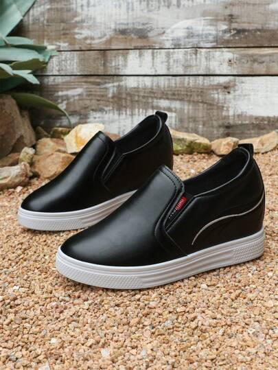 scarpe sportive casual con piattaforma da donna in pelle ricamata