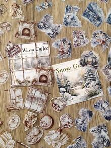 CANDY POETRY 1 Gói 30 Miếng Dán Chủ Đề Mùa Đông Cho Sổ Lưu Niệm, Miếng Dán Trang Trí Thẩm Mỹ Cổ Điển Cho Tự Làm, Quà Tặng Ngày Lễ, Album Miếng Dán Cá Nhân Hóa, Đồ Dùng Học Tập - Màu xanh lam - Xem 5