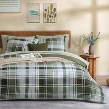 King Comforter Set, Classic Red Black Plaid-Piece Bedding Set, Farmhouse Lightweight All-Season Bed In A Bag With Sheets, Pillowcases & Shams, Home Decor - 橄欖綠 - 查看 4
