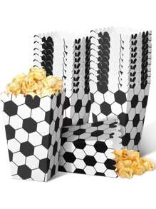 10/20pcs Football Printed Popcorn Box, Party Favor Gift Packaging Box, Football Theme Party Supplies, Snack Boxes
