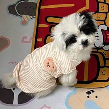 1 件宠物可爱卡通熊无袖背心，轻便透气，适合吉娃娃、贵宾犬、约克夏犬、缅因猫、布娃娃等小型犬，适合在空调房间使用，春夏季