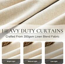 102 Inch Curtains Light Blocking Luxury Curtains For Living Room 2 Panels Blackout Back Tab Hooks Pleated Thermal Insulated Solid Dark Out Curtain Office/Classroom,One Pair,8-1/2 FT Length Cream - 米色 - 查看 6