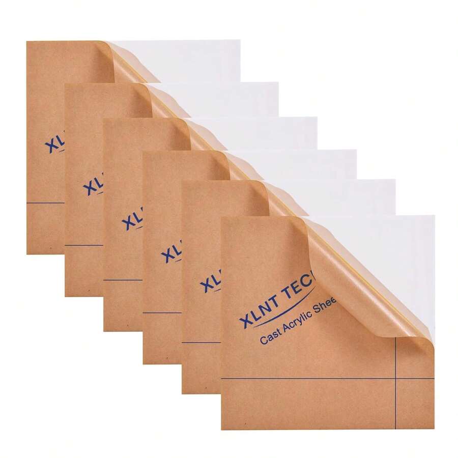 6 PCS White Cast Acrylic Opaque (No-Transparent) Plastic Sheet 8 X 8 Inch (.118" Thick), For Signs, DIY Projects. - 白色 - 查看 1