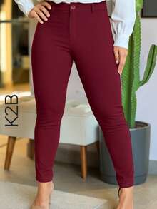 K2b Pants 24h Shipping Black With Back Pocket Riding Thick High Level Fabric IMMEDIATE SHIPPING - Burgundy - View 2