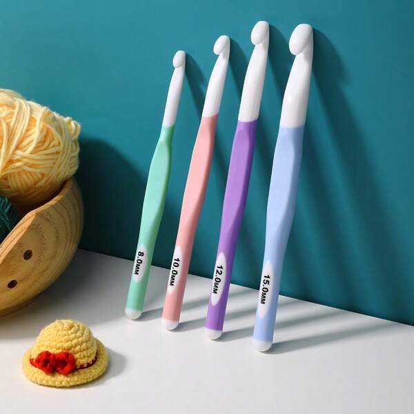 4pcs/8pcs/Set ABS Hook Head + TPR Handle 8.0-15.0mm/6.0-20.0mm Crochet Hook Set