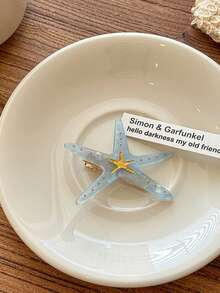 2 件蓝色海星发夹，女士海滩风发饰，刘海/侧发夹，扁平爪夹，发夹，发夹