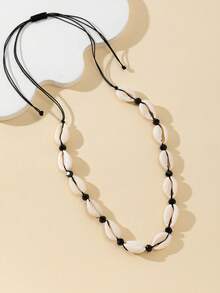 New Cross-Border Bohemian Shell Beaded Crystal Adjustable Necklace - Blue - View 2