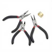 Juego de herramientas de alicates de alambre de acero que incluye alicates de nariz curva, calibrador de anillos, bolsa de almacenamiento - Materiales DIY para hacer joyas, anillos de salto y reparación de joyas, suministros de envoltura y manualidades