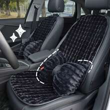 1pc Car Plush Seat Cushion Plush Anti Slip Comfortable Half Pack Seat Cushion Protective Cover, Suitable For Use In Autumn And Winter Seasons
