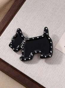 Pince à cheveux pour femmes en forme de chien mignon, avec décoration en strass acrylique de style, motif animal, convient pour une tenue quotidienne