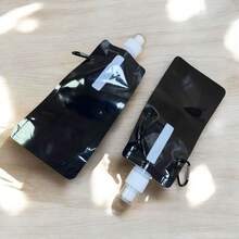 KIT 2 PIECES Foldable, Flexible And Reusable Squeeze Water Bottle - BLACK - View 4
